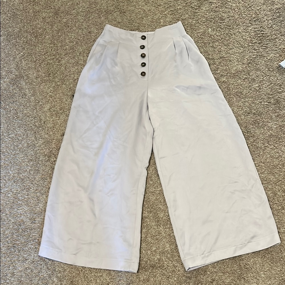 Topshop Lilac Wide-Leg Pants with Button Accents
